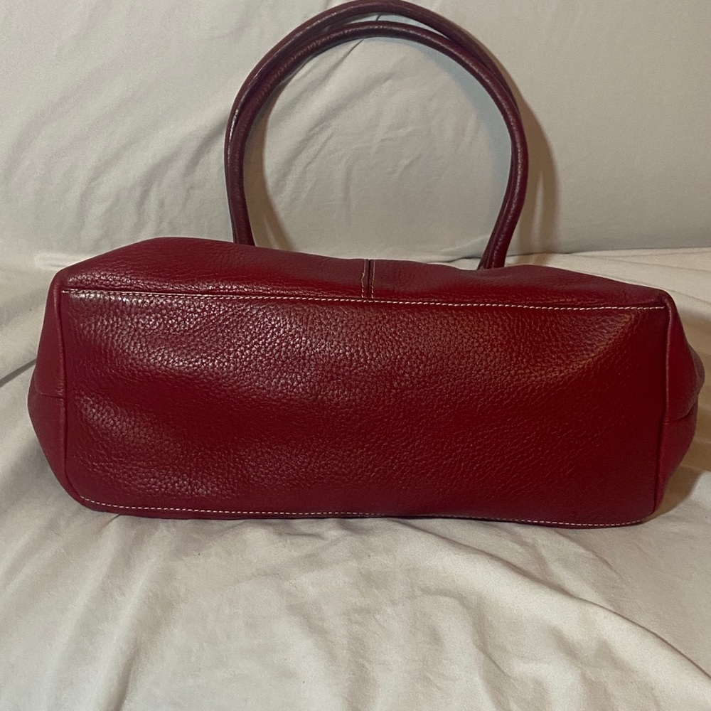 Tignanello Brick Red Genuine Pebble Leather Shoulder Satchel handbag tote - Picture 4 of 12